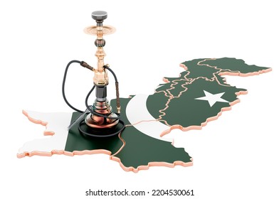 Hookan On Pakistani Map, 3D Rendering Isolated On White Background