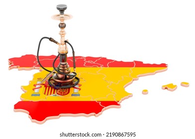 Hookan on Spanish map, 3D rendering isolated on white background