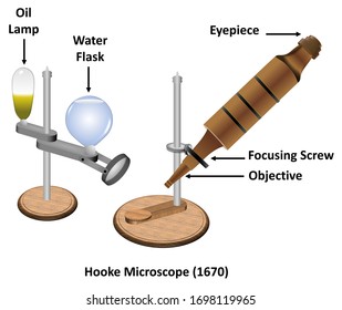 Hooke's Microscope shared several common features with telescopes of the period: an eyecup to maintain the correct distance between the eye and eyepiece