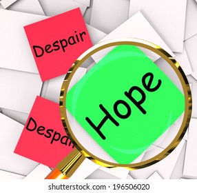 Hope Despair Post-It Papers Showing Hoping Or Depression