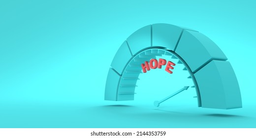Hope measuring device with arrow and scale. 3D Render