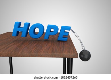 Hope is pulled by Wrecking Ball demonstrating lost hope concept. 3D illustration