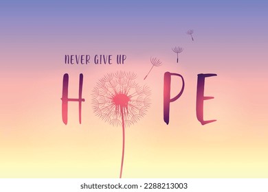 hope typography with dandelion on purple sky background - Powered by Shutterstock