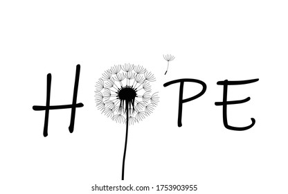 hope typography with dandelion on white background illustration - Powered by Shutterstock