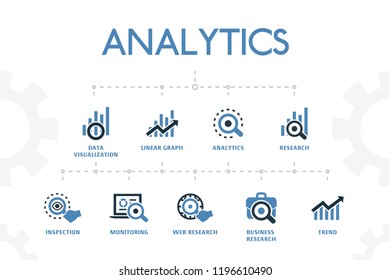 Horizontal 2 Colored Analytics Concept Template Stock Vector (Royalty ...