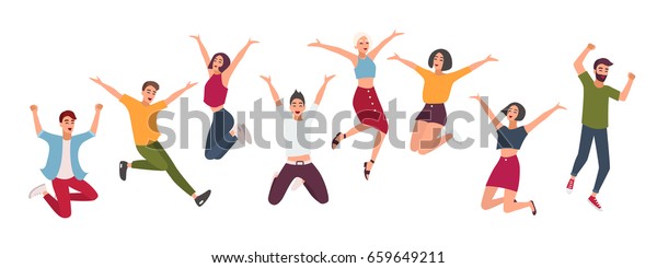 Horizontal Banner Happy People Young Guys Stock Illustration 659649211