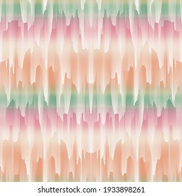 Horizontal blurry ombre blend textured stripe background. Variegated pastel line melange seamless pattern. Abstract textured all over print. Retro summer soft color dip dye striped effect