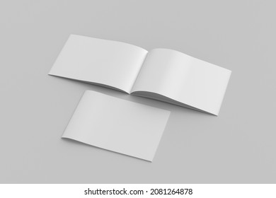 Horizontal brochure or booklet mock up on white background. 3d illustratuion
