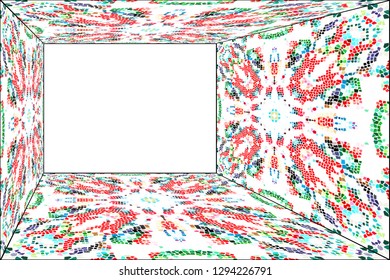 Horizontal colorful mosaic perspective pattern with a white empty space inside for your text or image - Shutterstock ID 1294226791