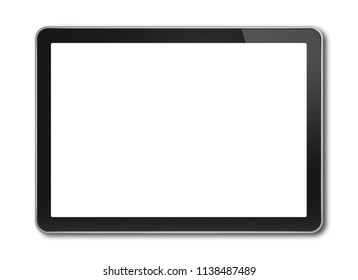 Horizontal Digital Tablet Pc, Smartphone Mockup Template. Isolated On White