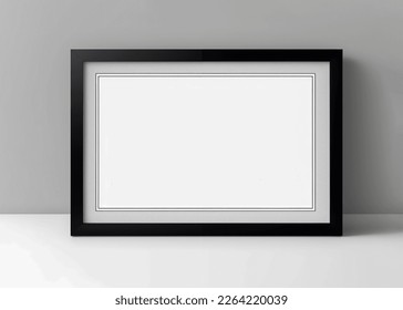 Horizontal diploma frame mockup. Empty black photo frame on shelf or table. Mock up black frame Certificate. Picture frame mockup - Powered by Shutterstock