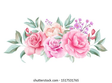 Horizontal Floral Decoration Wedding Invitation Card Stock Illustration ...