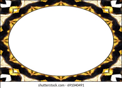 Horizontal frame of colorful abstract pattern with an oval white empty space inside for your text or image