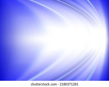 Horizontal Movement Pattern. Abstract Blue Background There Is A Copy Space. White Beam Pattern Is Moving To The Right. Light Patterns Within Space.