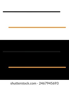 Horizontal orange black long thin pipes - on isolated white and black background.