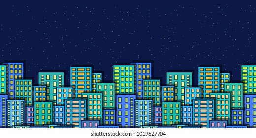 Horizontal Seamless Landscape Urban Background Night Stock Illustration ...