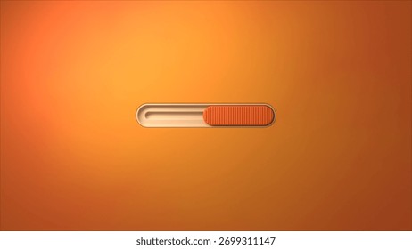 Horizontal slider element indicating data processing progress or adjustment settings on a warm orange background, representing completion, volume, or a waiting period