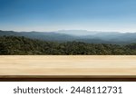 horizontal table with forest behind