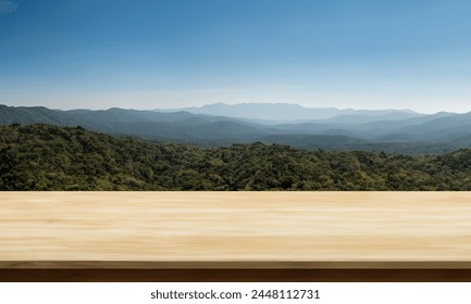 horizontal table with forest behind
