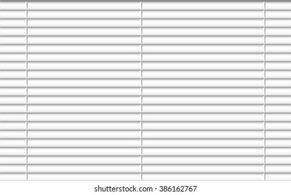 Horizontal Window Blind. White Office Interior Blackout Shade. Window Shutter Decor. Home Interior Design. Vector Illustration. Background Realistic Window Sunlight Blinds Closed. Office Accessories.