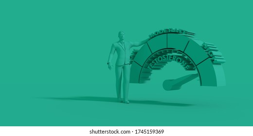 Hormone testosterone level measuring scaleand businessman. Health care concept illustration. 3D rendering