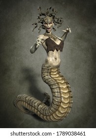 The Horrid Gorgon Medusa. 3d illustration