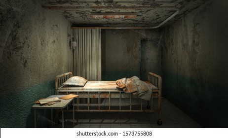 Horror Creepy Ward Room Hospital Blood Stock Illustration 1573755808