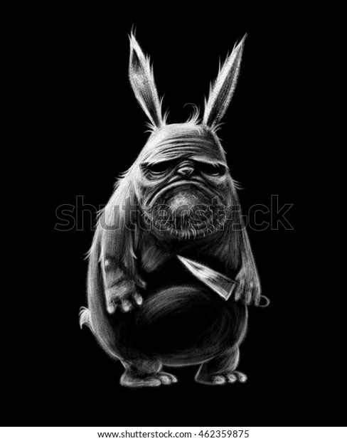 Horror Maniac Rabbit Knife Cartoon Character Stock Illustration 462359875