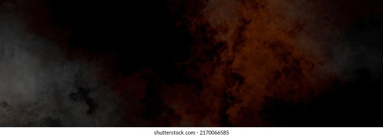 Horror Steam Dark Charcoal Gray And Coffee Brown Color Paint Black Background Mist Illustration With Foggy Vintage Distressed And Cloudy Grunge Texture
