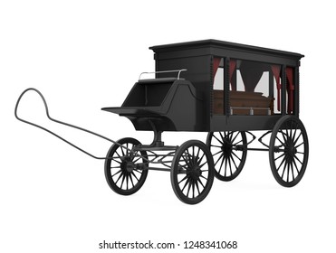 Horse Drawn Hearse Isolated. 3D Rendering