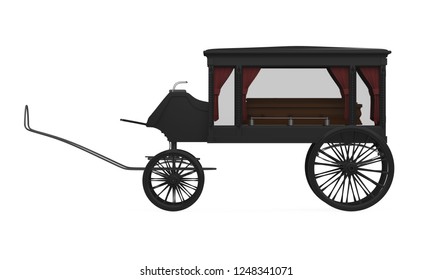 Horse Drawn Hearse Isolated. 3D Rendering