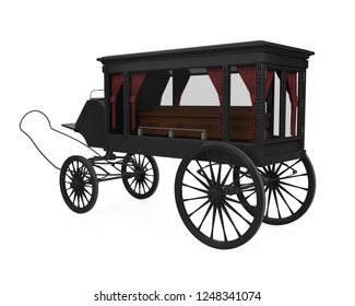 Horse Drawn Hearse Isolated. 3D Rendering