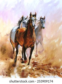 Horse Equestrian Passion Oil Painting