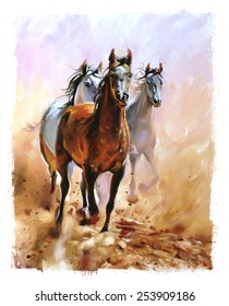 Horse equestrian passion oil painting torn edges