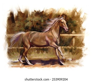 Horse equestrian passion oil painting Palomino