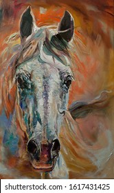 horse head painting oil on canvas artwork 
