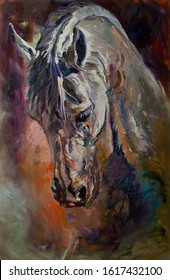 horse head painting oil on canvas artwork 