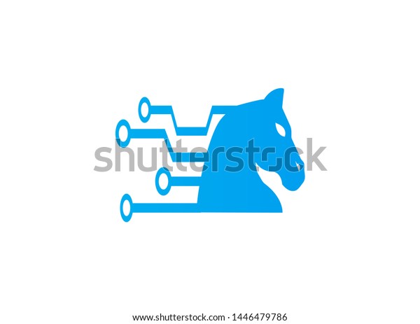 horse head\
tech icon for logo design\
illustration