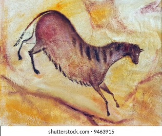 Horse  - Oil Painting Like Cave Painting A La Altamira