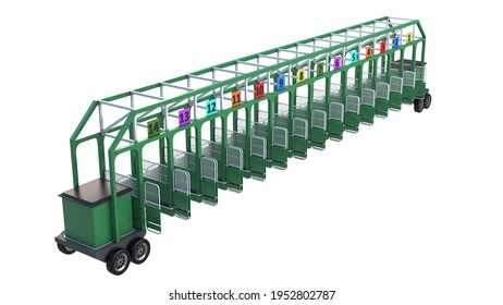 Horse Race Starting Gate.3d Rendering.