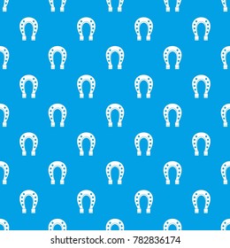 Horse Shoe Pattern Repeat Seamless In Blue Color For Any Design.  Geometric Illustration