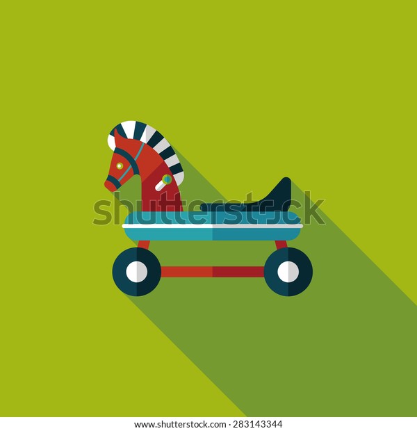horse toy car flat\
icon with long\
shadow