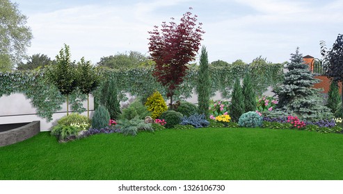 Horticultural Background Scenery Style Garden 3d Stock Illustration ...