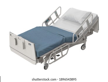 Hospital Bed 3D Illustration On White Background