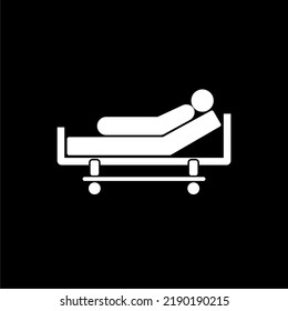 Hospital Bed, Medical Room Icon Isolated On Dark 
 Background