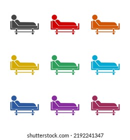 Hospital Bed, Medical Room Icon. Set Icons Colorful