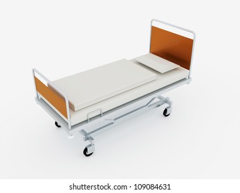 Hospital Bed On White Background