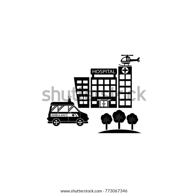 Hospital building, medical illustration icon.\
Medicine icon. Element treatment icon. Premium quality graphic\
design. Signs, outline symbols collection icon for websites, web\
design on white\
background