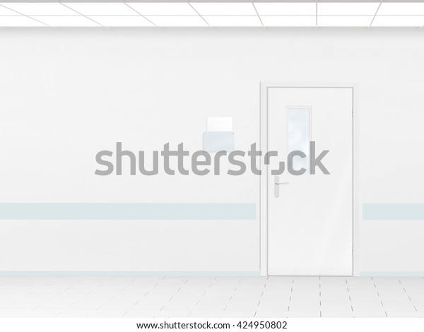 Download Hospital Corridor Blank Wall Mockup Door Stock Illustration 424950802