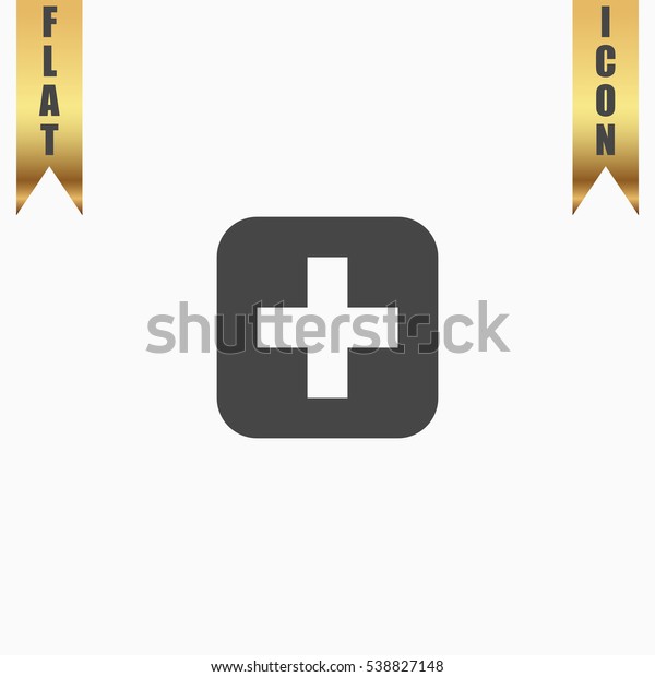 Hospital Icon Illustration. Flat simple icon on\
light background with gold\
ribbons
